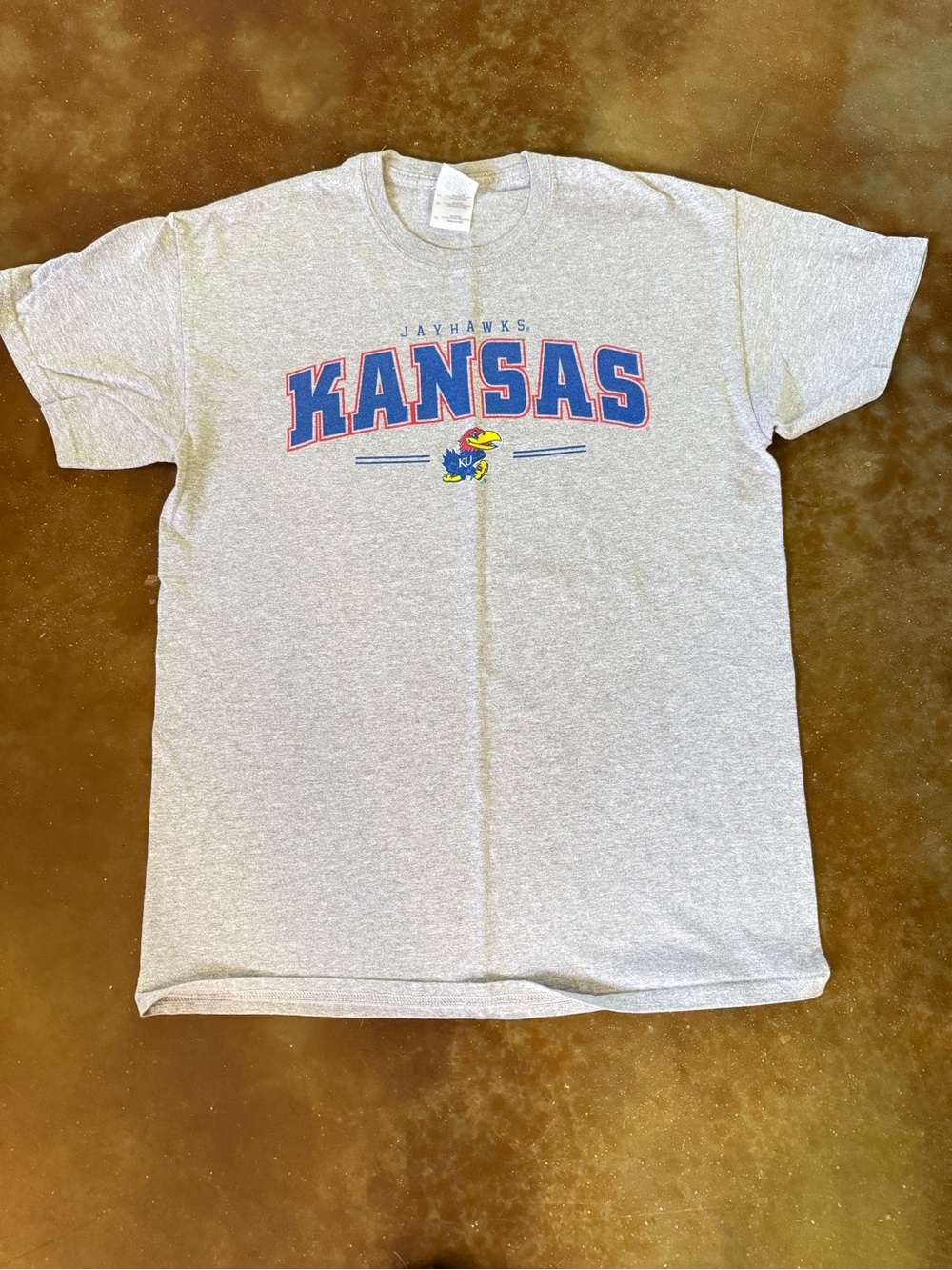 Kansas Jayhawks Gray Graphic Tee Unisex Size Medium